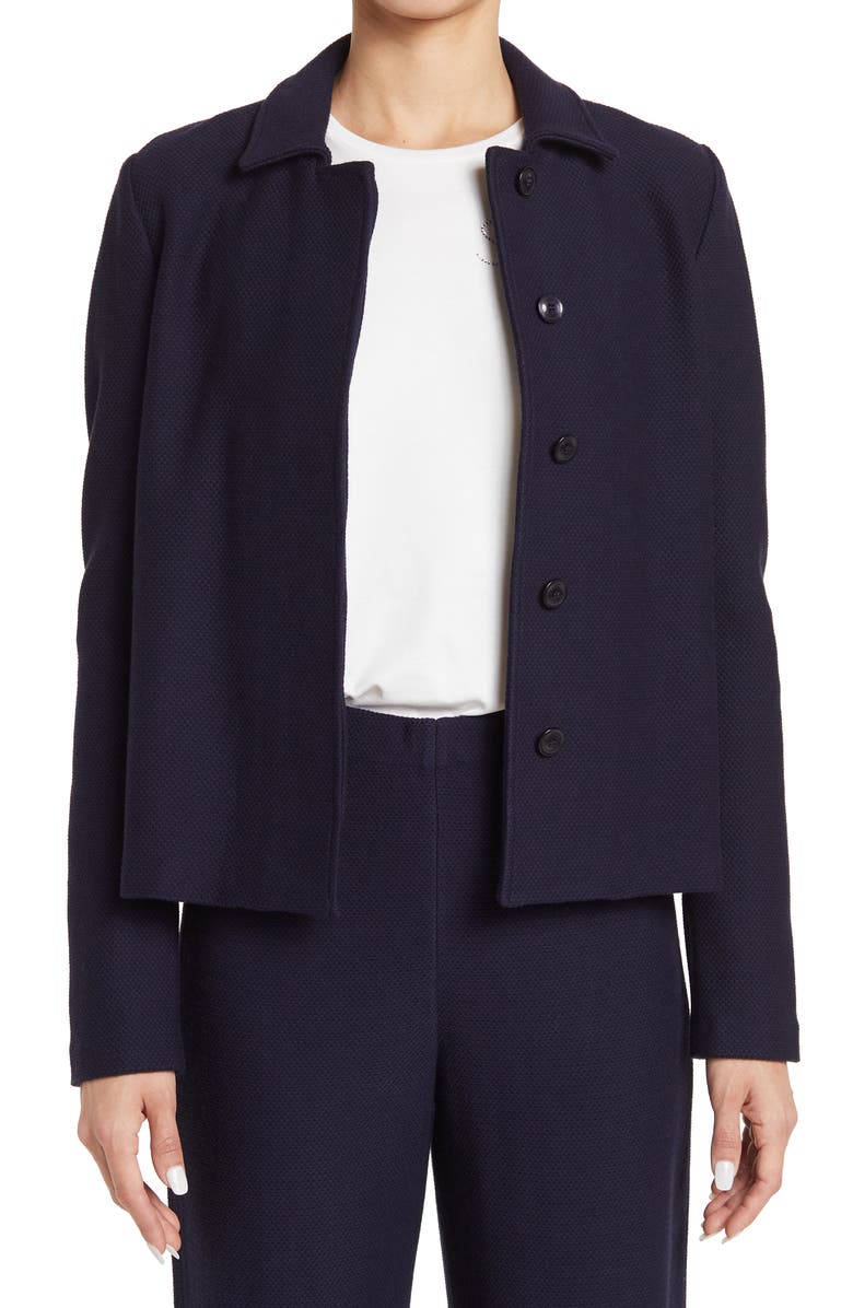 St. John Collection Piqué Knit Collared Jacket, Main, color, 