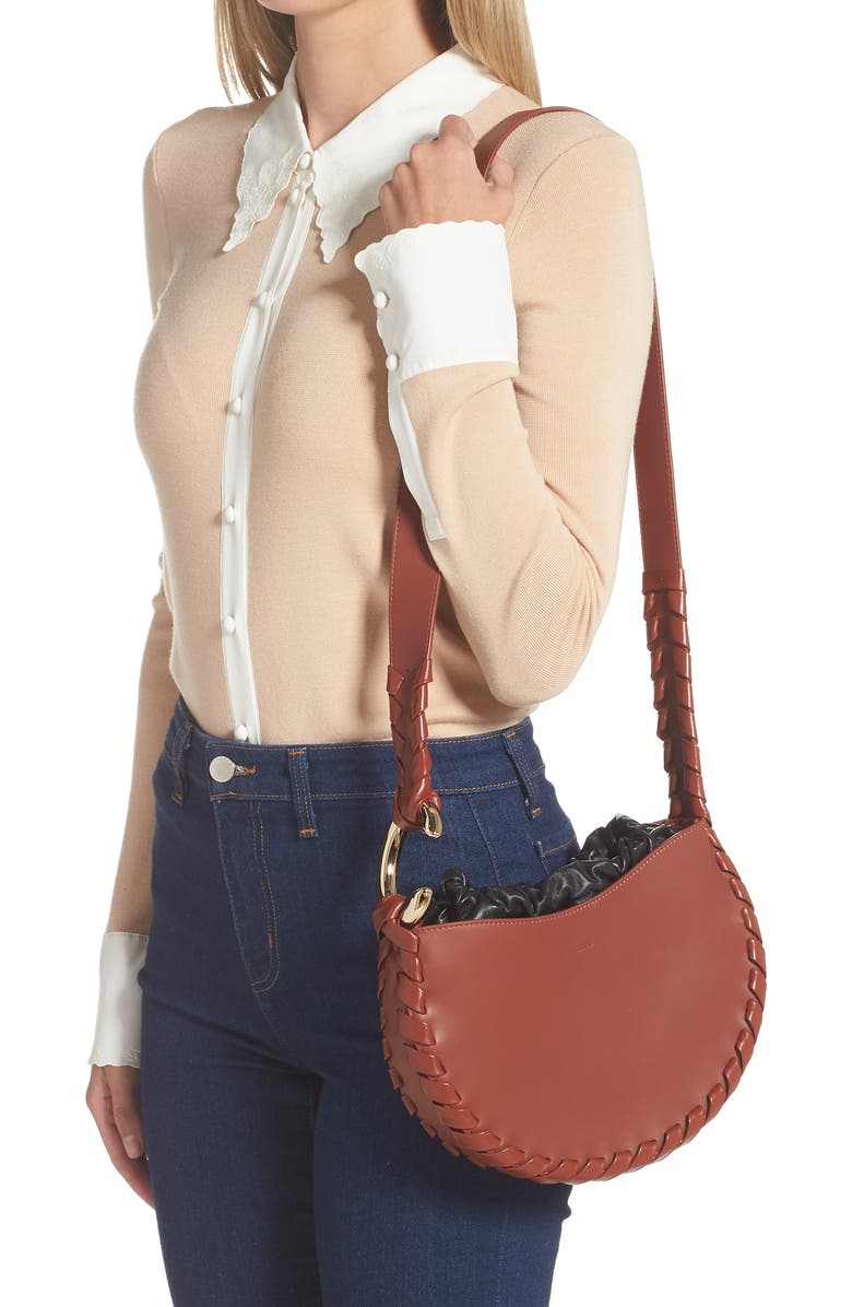 Chloé Small Mate Leather Hobo, Alternate, color, Sepia Brown