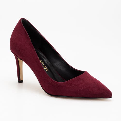Forever & Always Shoes Women's Red Perla - Burgundy Suede Pointed Toe Stiletto Pump In Burgundy Suede