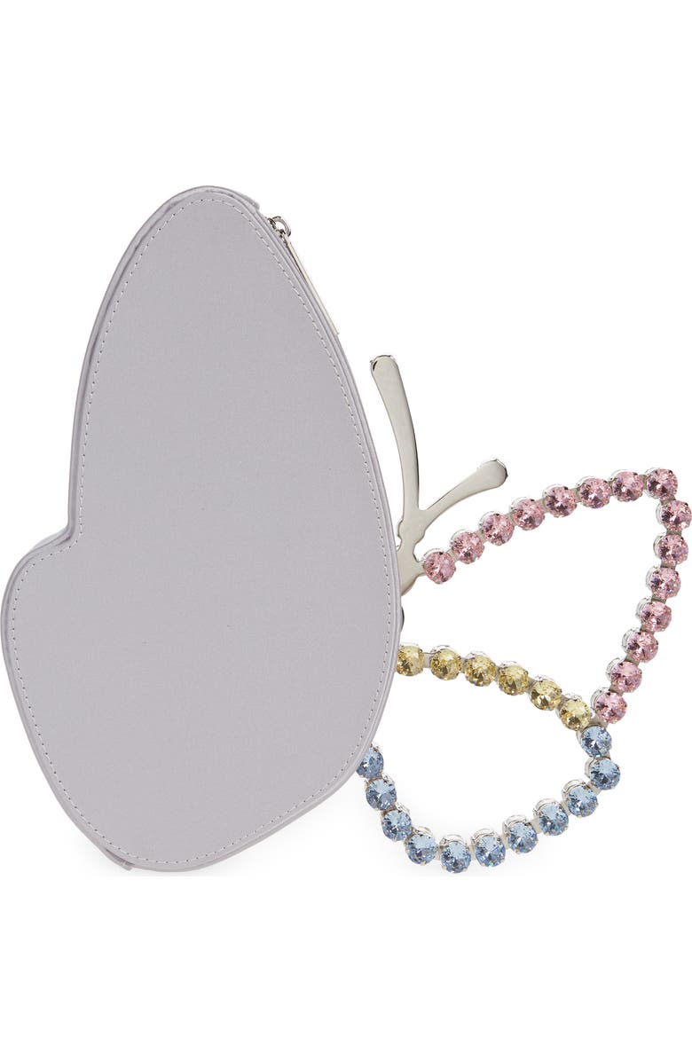 L’alingi Crystal Butterfly Satin Clutch, Alternate, color,