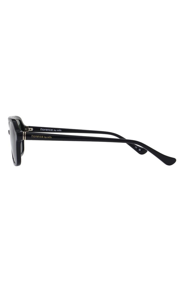 Florence by Mills 54mm Navigator Sunglasses, Alternate, color, Gloss Black