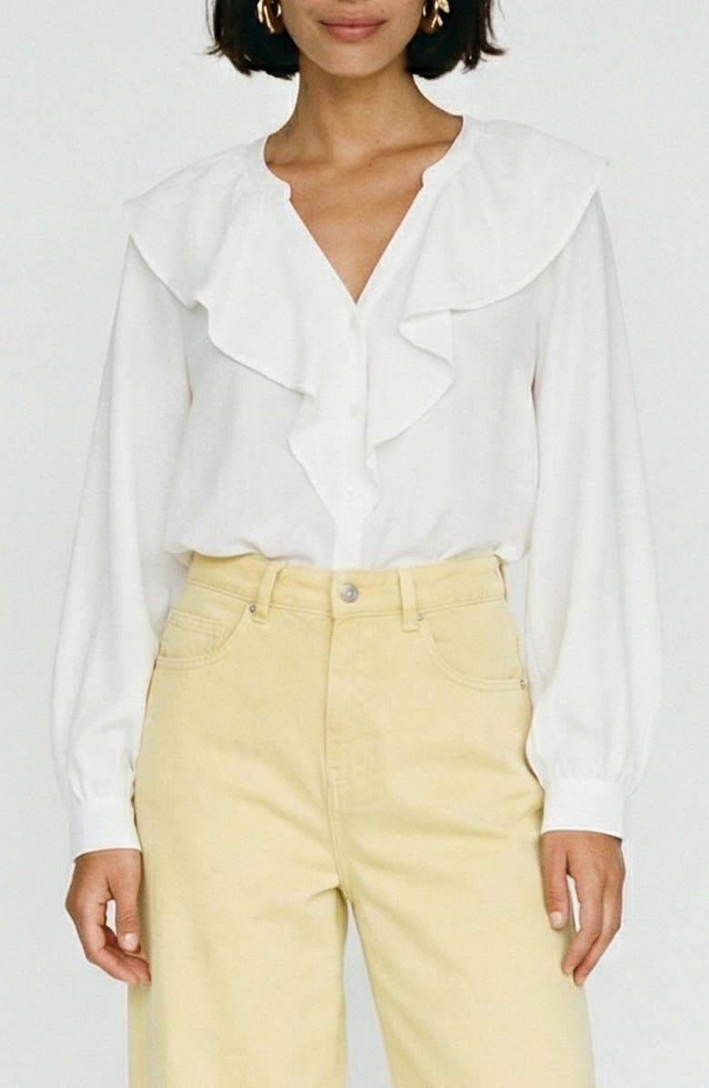 VERO MODA Kaja Frill Shirt, Main, color, Snow White