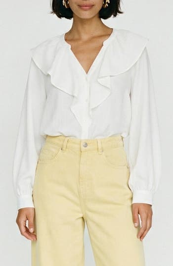 Vero Moda Kaja Frill Shirt In White