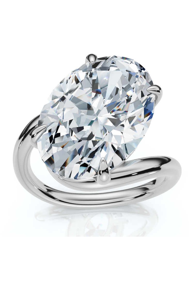 Certified 7Ct Aire Oval Cut Diamond Solitaire Engagement Ring 14k Gold Lab Grown, Main, color, 14k White Gold