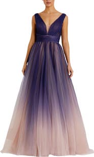 Mac Duggal Sleeveless Ombre Tulle Ball Gown