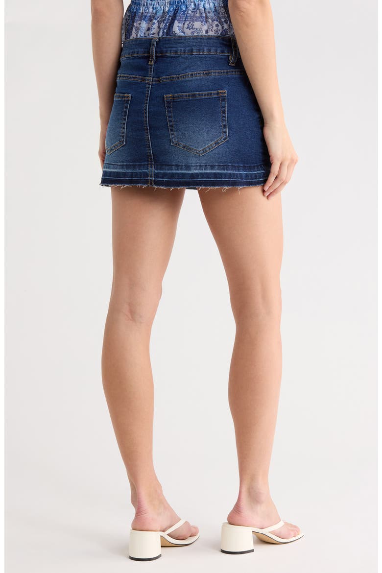 Raw Hem Denim Miniskirt, Alternate, color, DARK RINSE