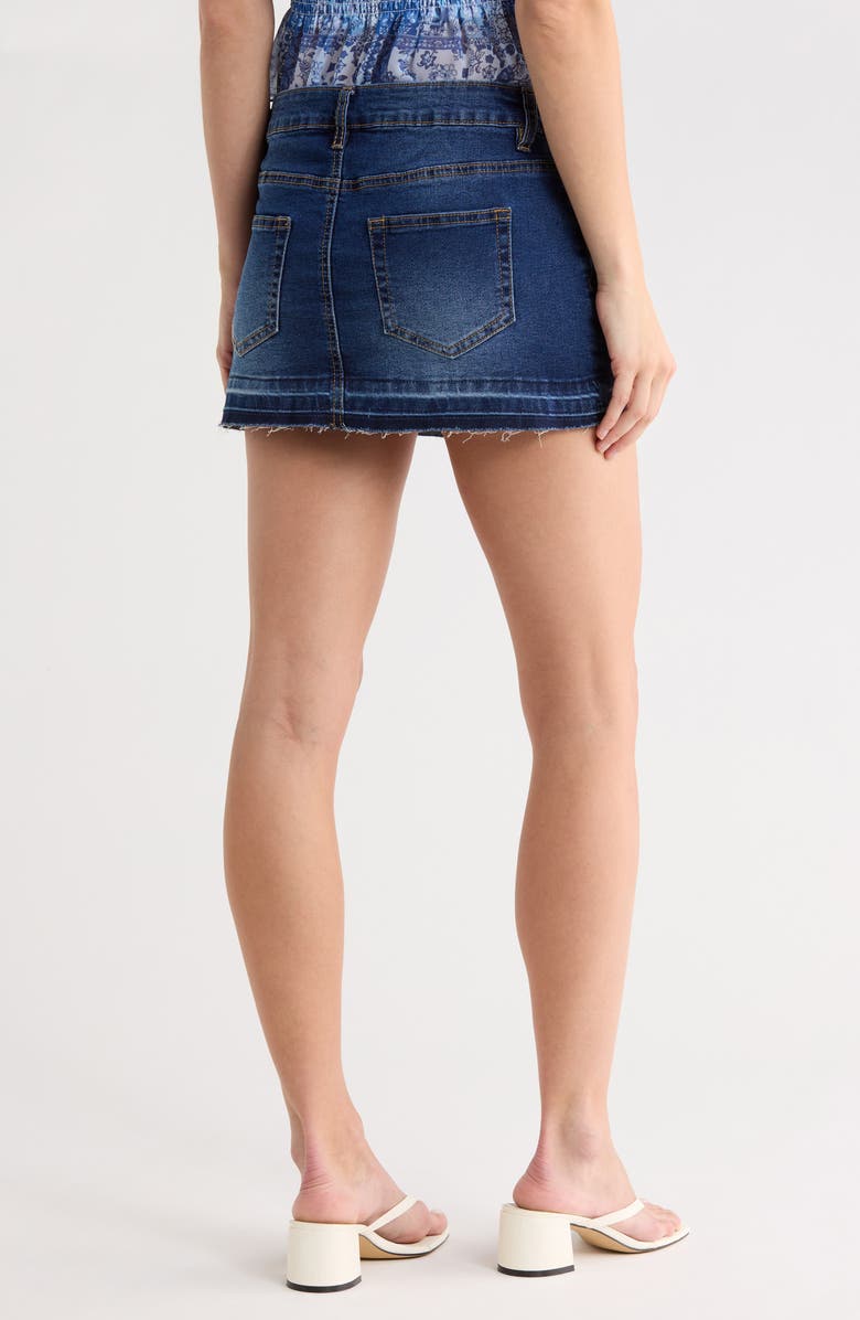 Madden Girl Raw Hem Denim Miniskirt, Alternate, color, Dark Rinse
