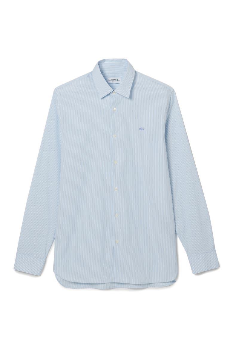 Slim Fit Pinstripe Stretch Button-Up Shirt, Main, color, BLANC/ PANORAMA