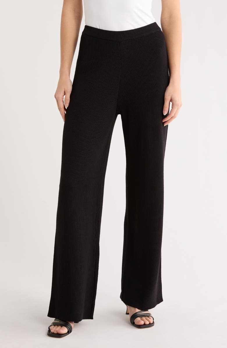 Lucy Paris Grayson Knit Wide Leg Pants, Main, color, Black
