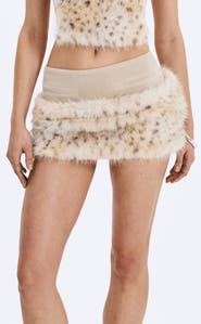 Miss Circle Sariah Suede Cheetah Low-Waisted Micro Skirt