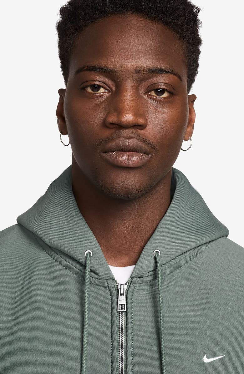 Nike Life Fleece Full Zip Hoodie, Alternate, color, Clay Green/ White