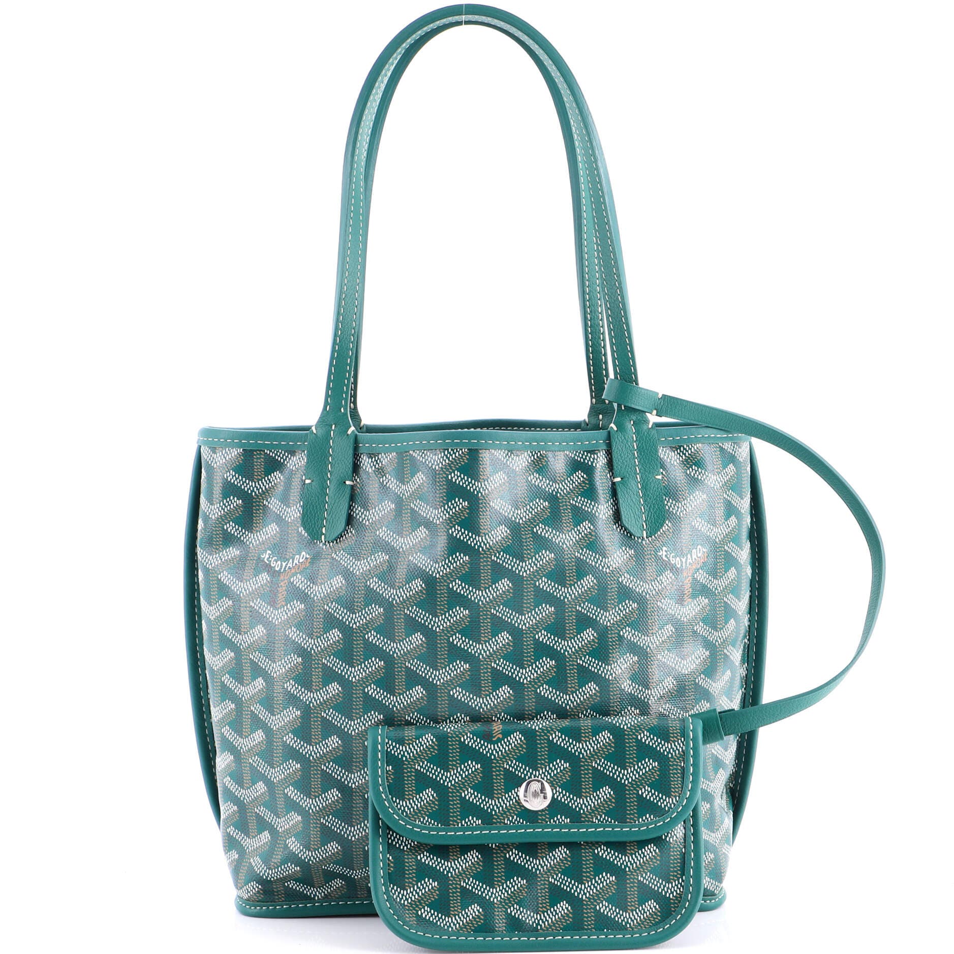 Pre-Owned Goyard Anjou Reversible Tote Coated Canvas Mini, Alternate, color, Green