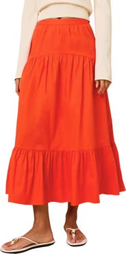 Solid & Striped The Indra Tiered Stretch Cotton Skirt