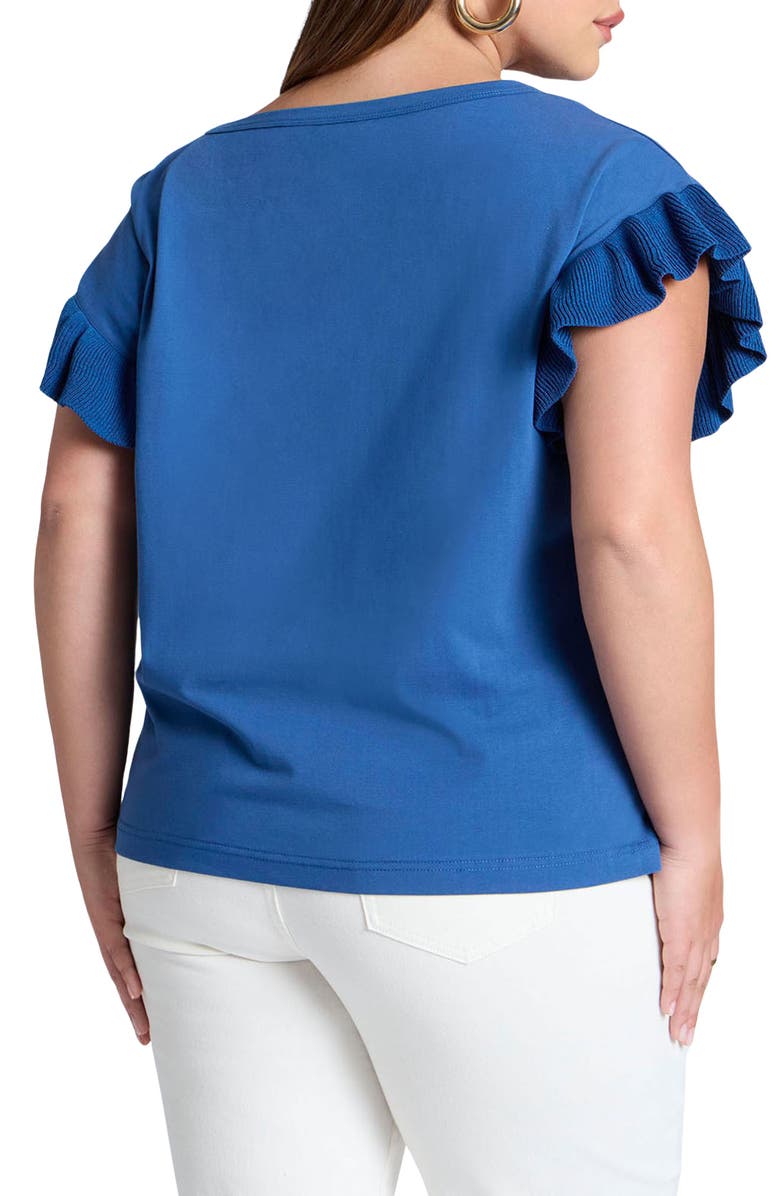 ELOQUII Ruffle Sleeve Top, Alternate, color, 