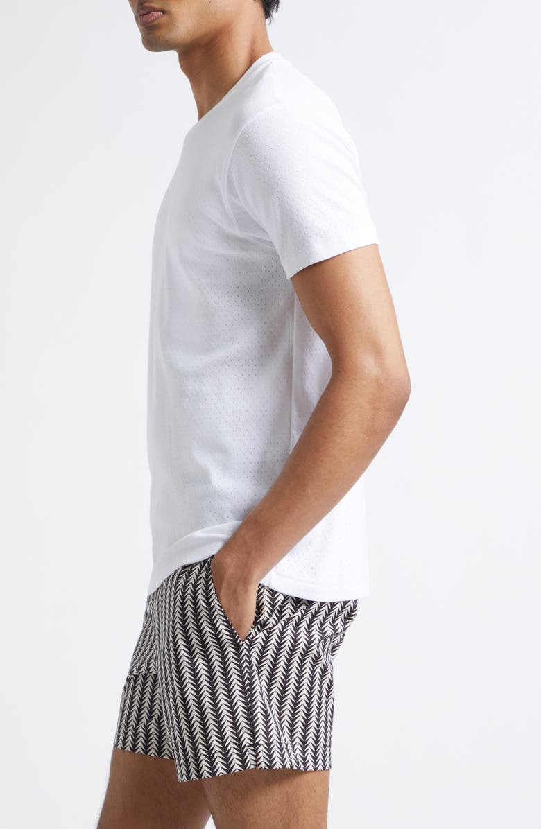 TOM FORD Perforated Rib Crewneck T-Shirt, Alternate, color, Optical White