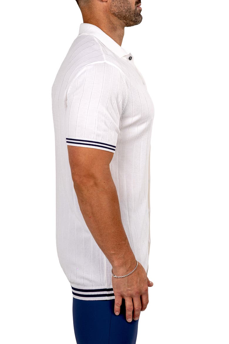 Marthy Knit Short Sleeve Button-Up Shirt, Alternate, color, WHITE