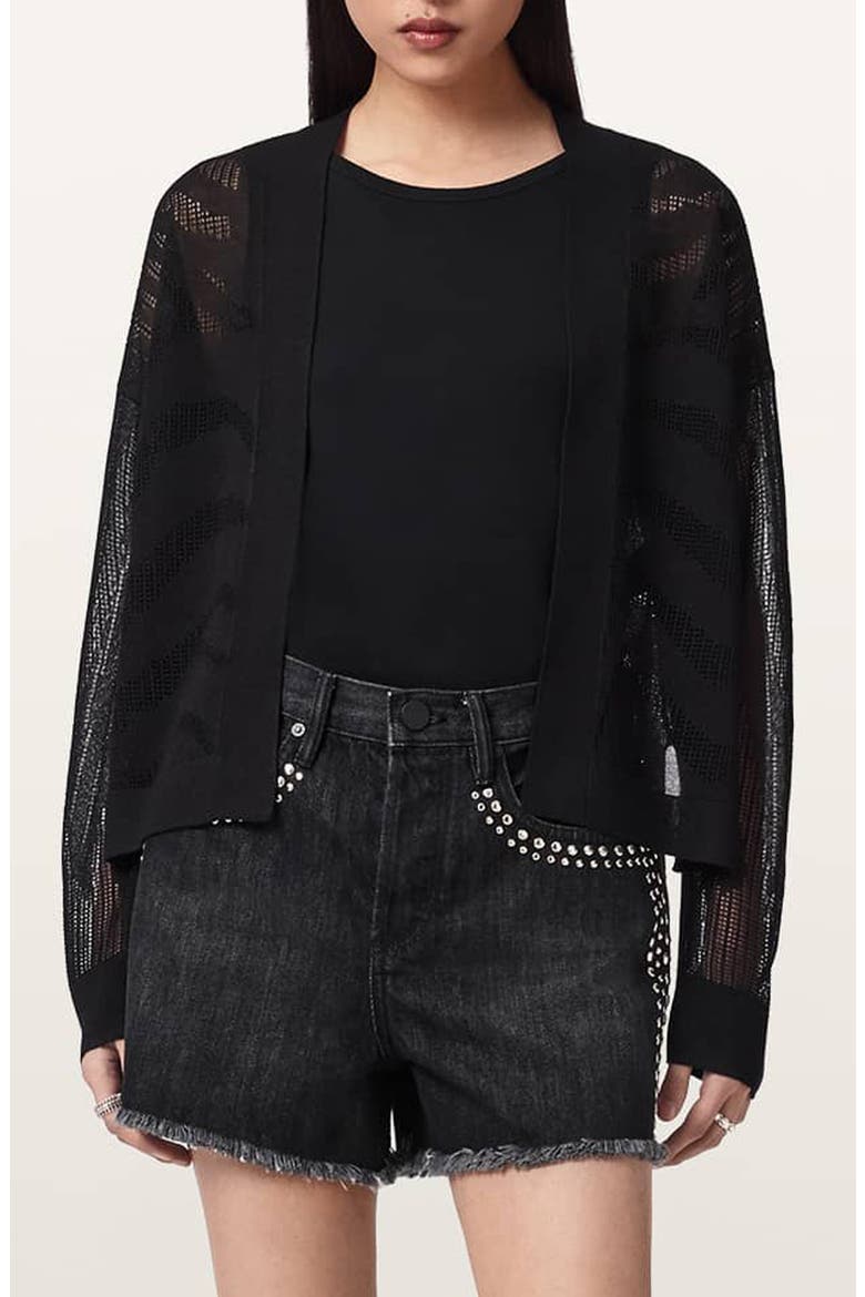 Misha Crop Cardigan, Main, color, BLACK