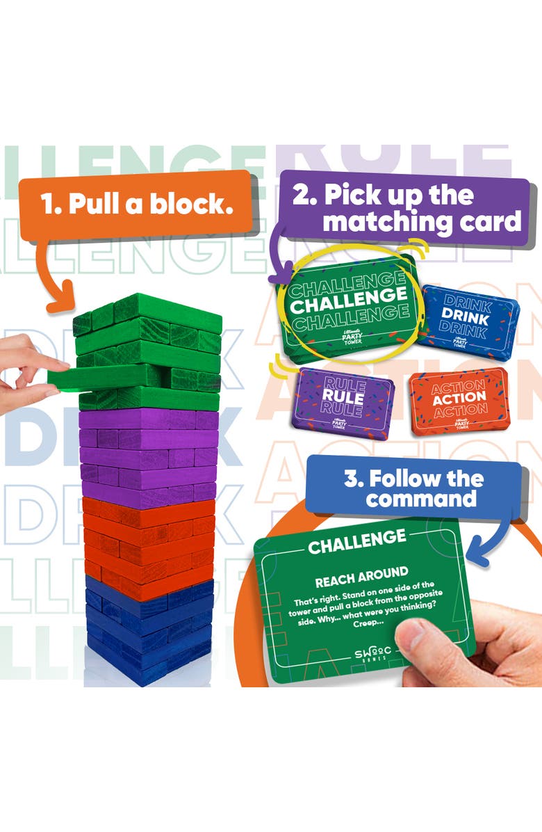 Swooc Games Ultimate Party Tower Game, Alternate, color, Multicolored