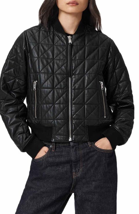 Carly Quilted Leather Bomber Jacket
