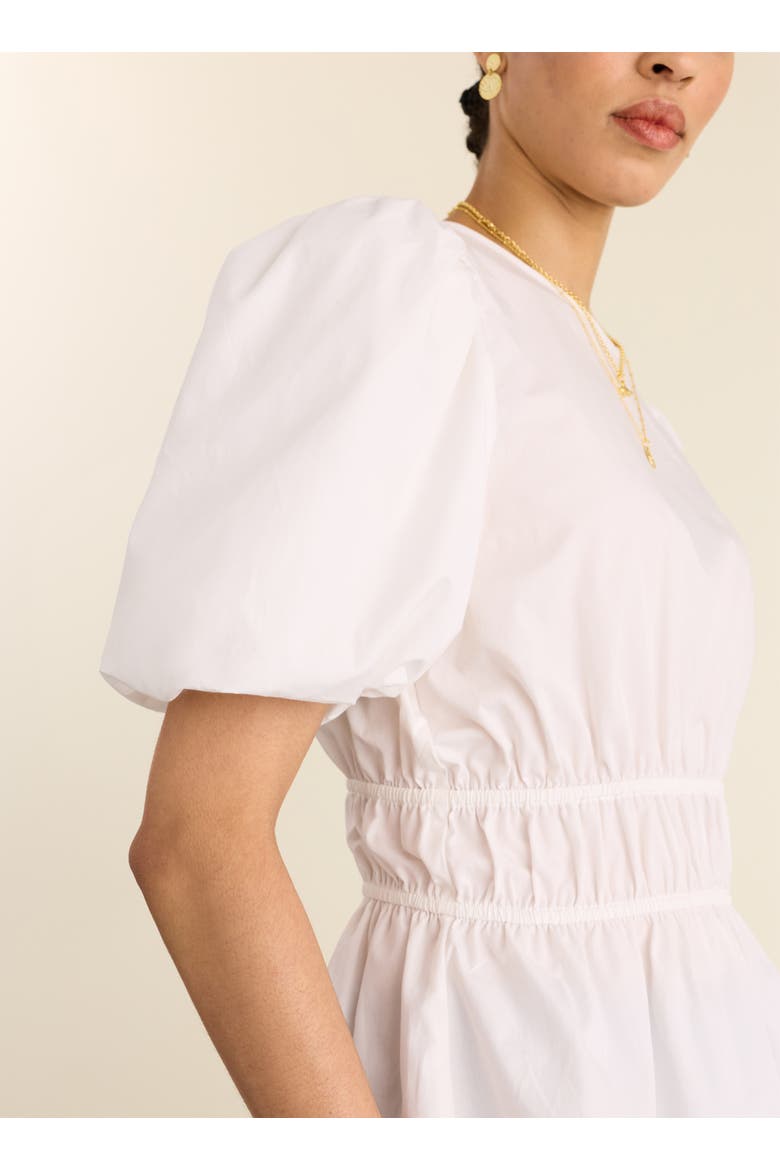 Elise Puff Sleeve Smocked Waist Top, Alternate, color, Pure White