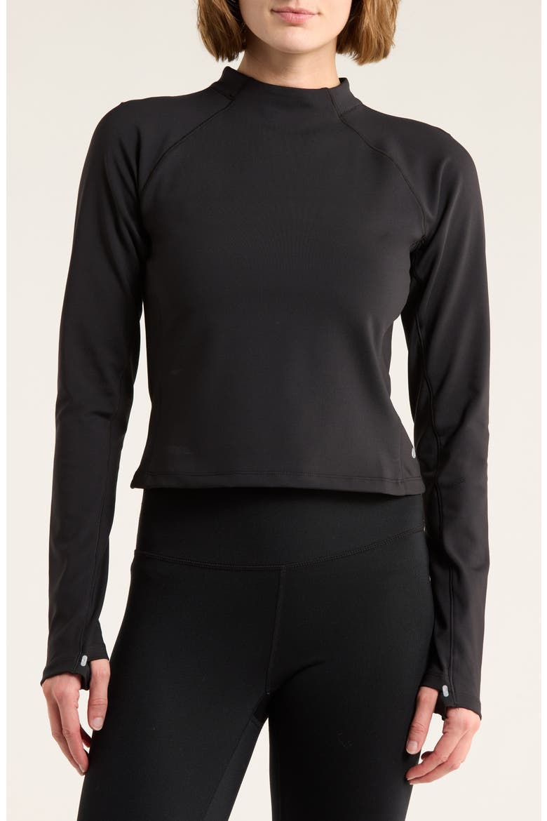 Power Heat Base Layer Long Sleeve Crop Pullover, Main, color, RICH BLACK
