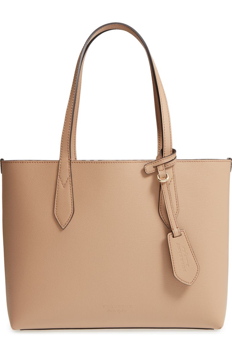 Burberry Small Haymarket Reversible Tote, Main, color,