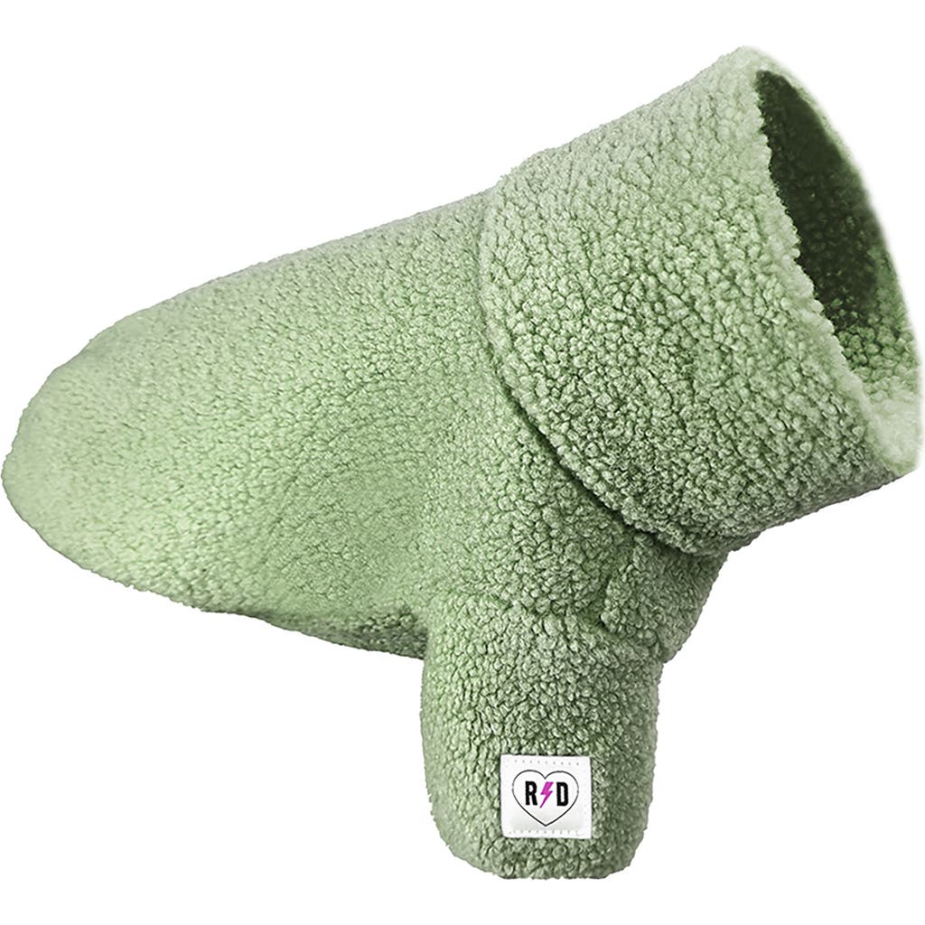 Rebel Dawg Boho Faux Shearling Pullover Dog Sweater In Green