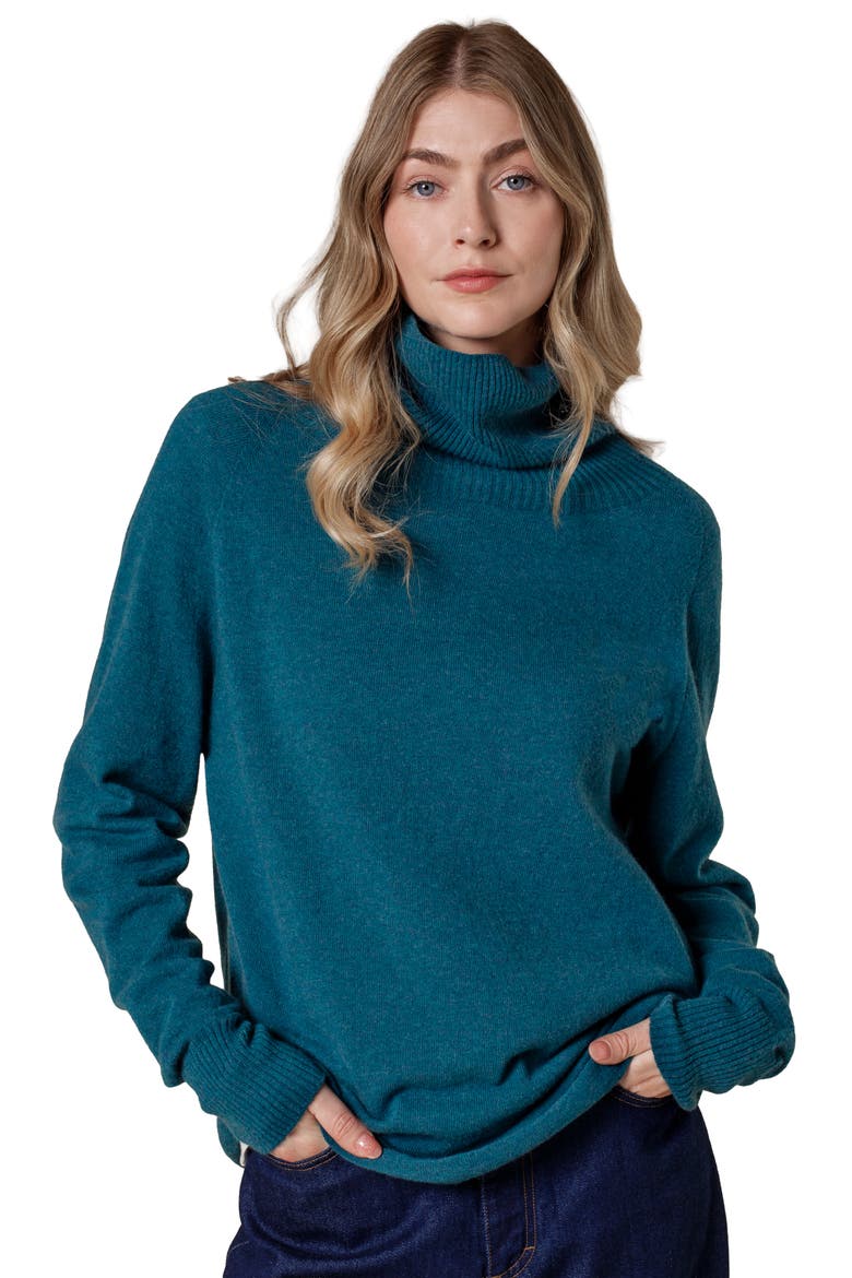 British Geelong Slouch Turtle Neck, Main, color, Teal