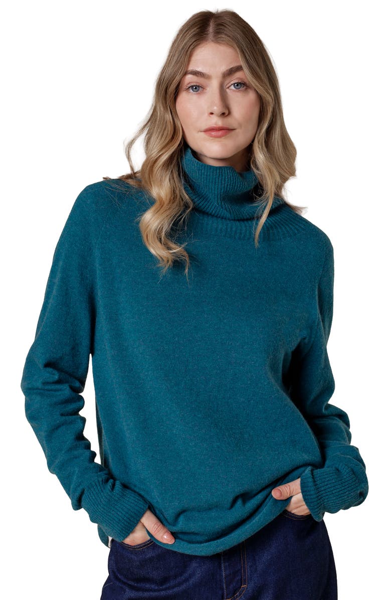 Celtic & Co. British Geelong Slouch Turtle Neck, Main, color, Teal