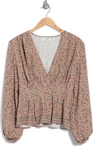 MAX STUDIO Surplice Long Sleeve Top