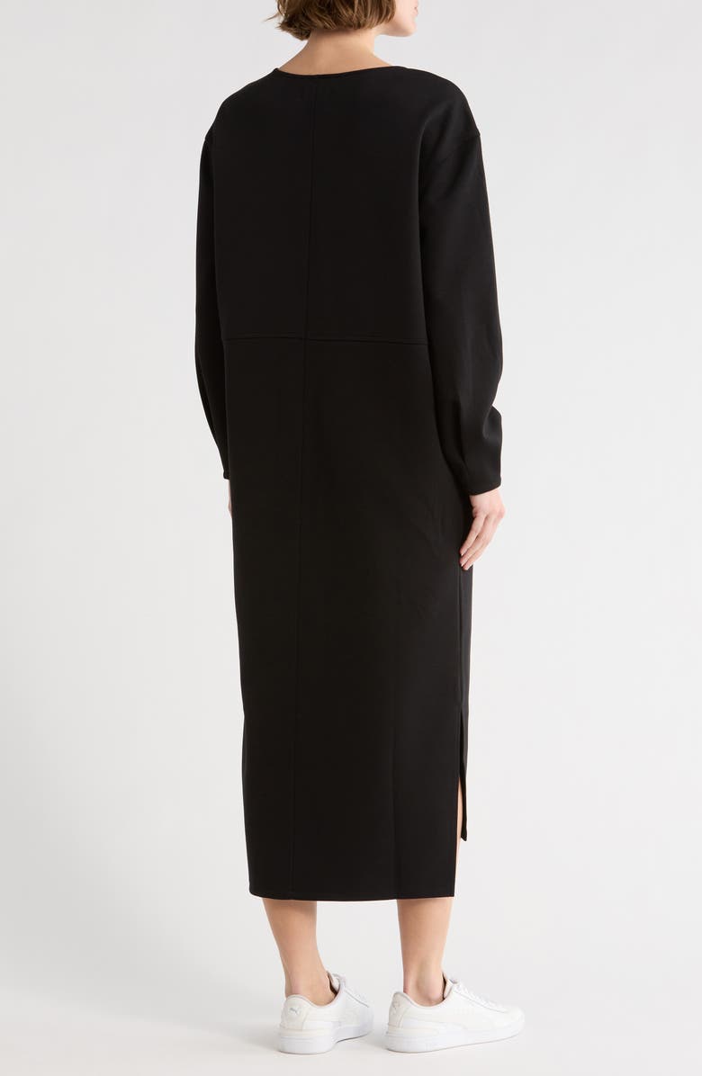 NORDSTROM RACK Long Sleeve Neoprene Midi Dress, Alternate, color, Black