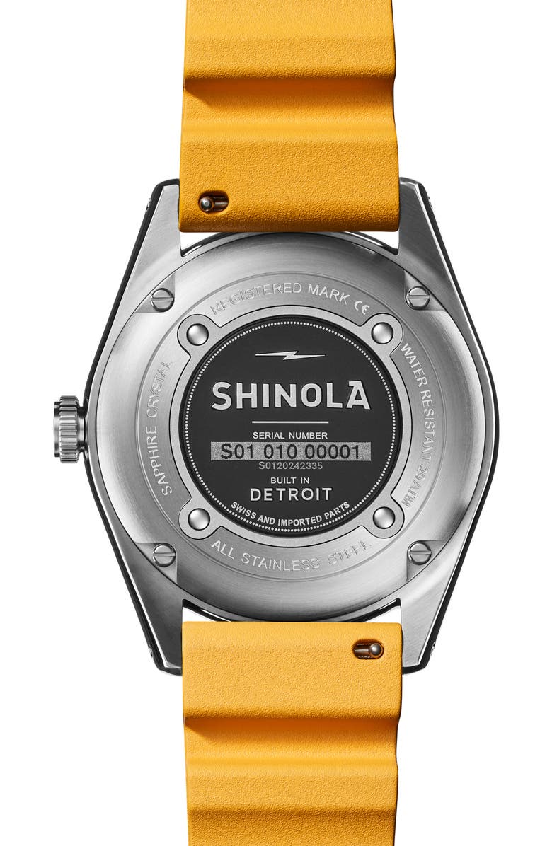 Shinola Duck Rubber Strap Watch, 42mm, Alternate, color,