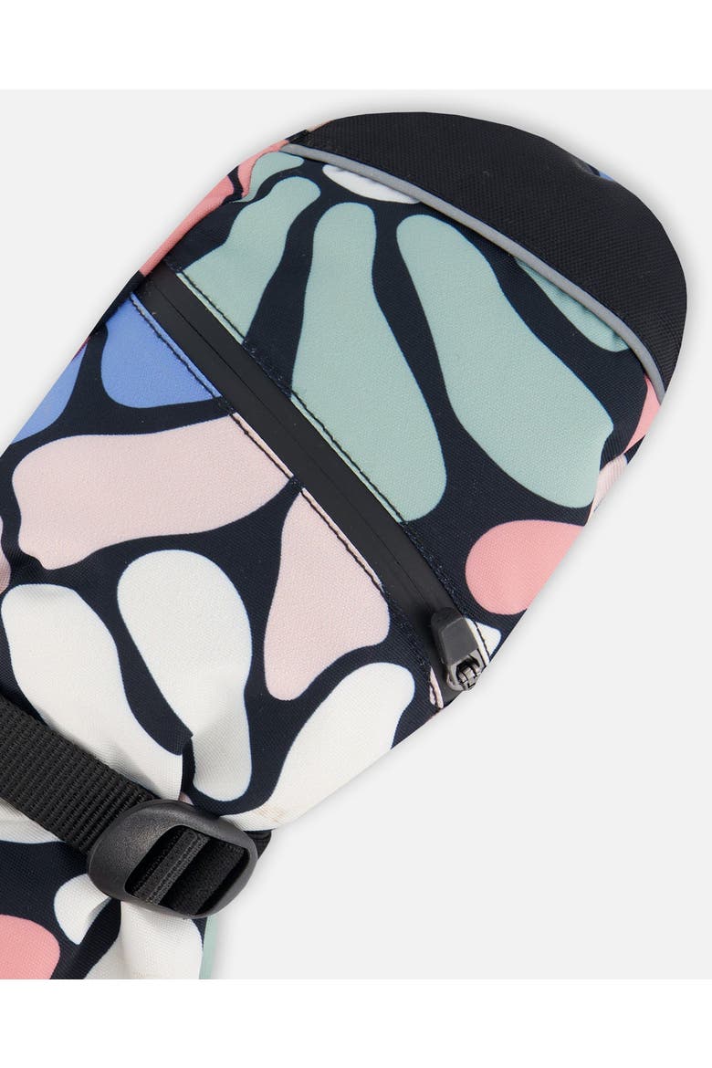 Girl's Technical Mittens Printed Retro Flowers, Alternate, color, Printed Retro Flowers