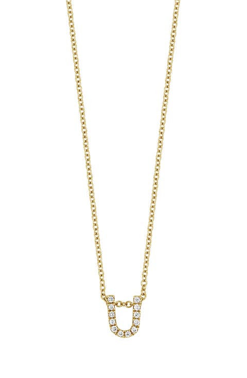 18k Gold Pavé Diamond Initial Pendant Necklace