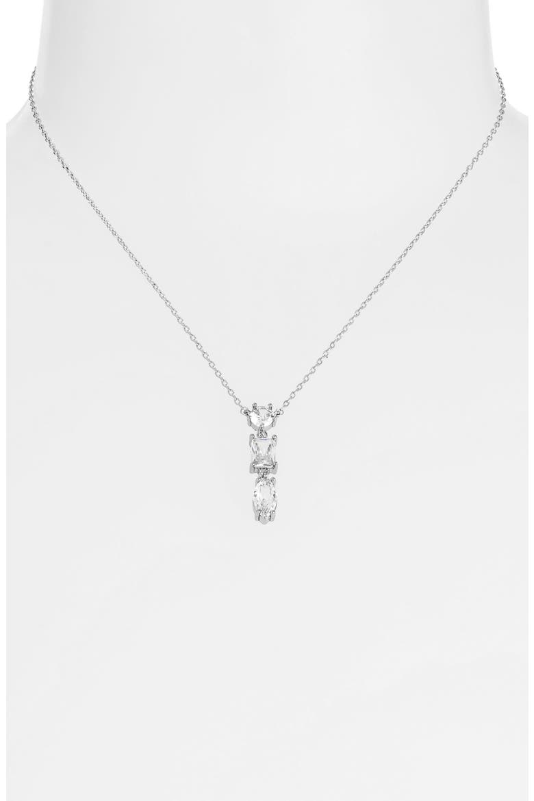 Cubic Zirconia Drop Pendant Necklace, Alternate, color, CLEAR- SILVER