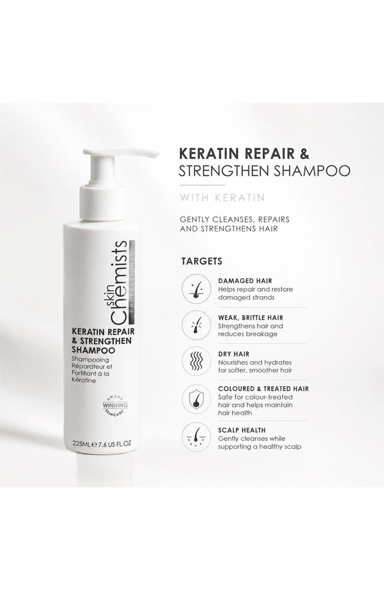 SKINCHEMISTS Keratin Repair & Strengthen Shampoo 250ml 50ml for Anti-Aging, Brightening, Alternate, color, White