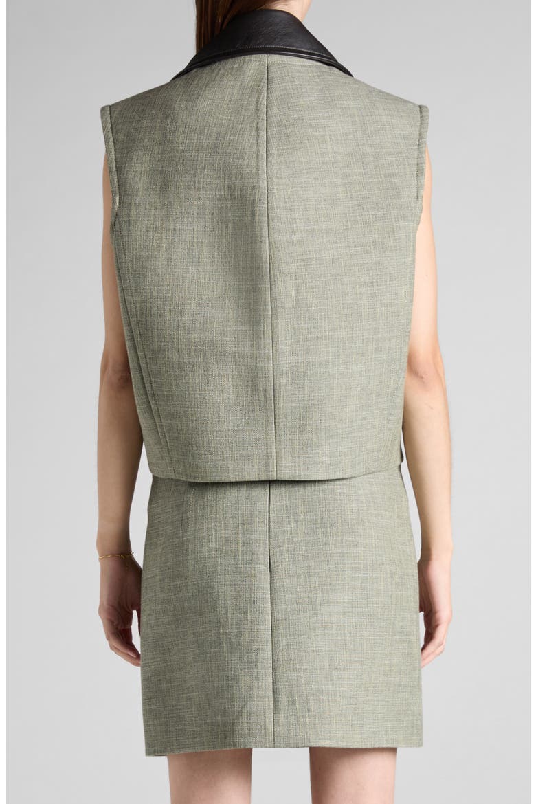 Mélange Vest with Removable Leather Collar, Alternate, color, GREEN/ FENNEL/ WHITE