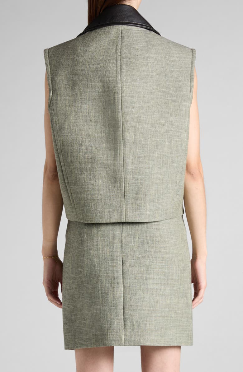 Bottega Veneta Mélange Vest with Removable Leather Collar, Alternate, color,