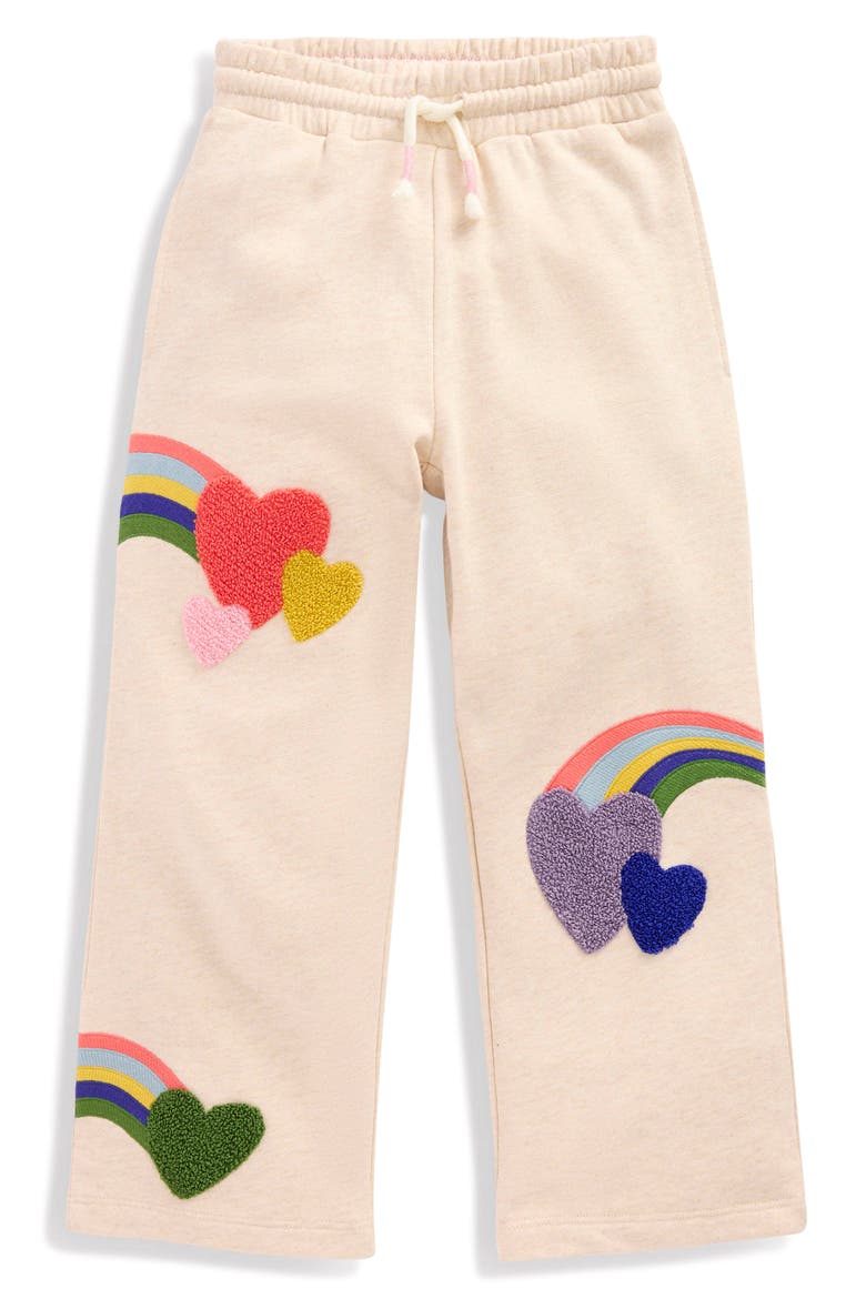 Kids' Appliqué Wide Leg Sweatpants, Main, color, IVORY RAINBOWS