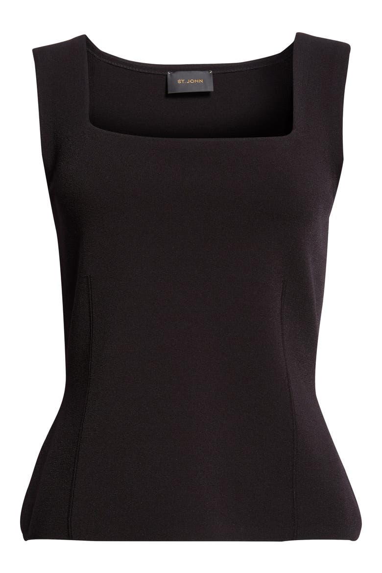 Abby Santa Roma Knit Shell, Alternate, color, BLACK