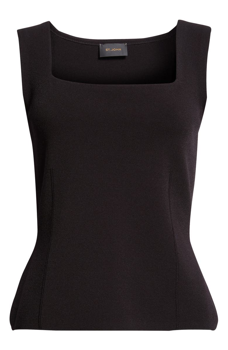 ST. JOHN Abby Santa Roma Knit Shell, Alternate, color, Black