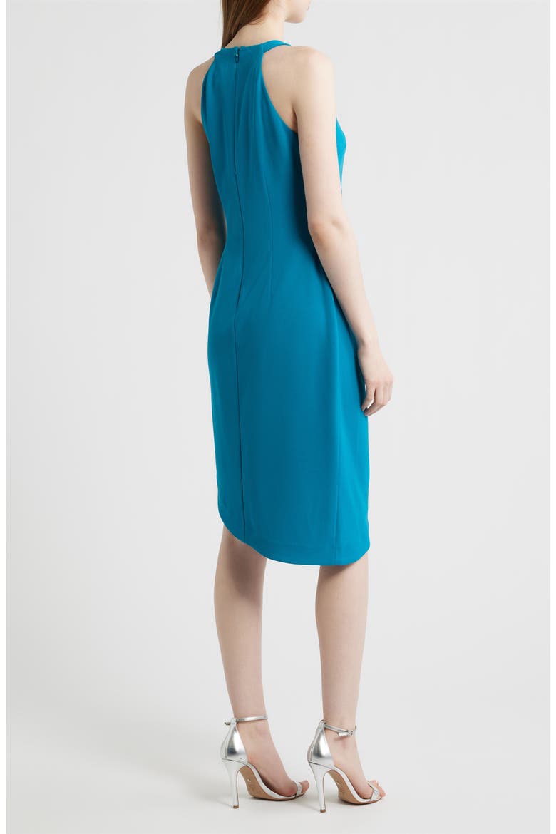 Side Pleat Asymmetric Dress, Alternate, color, INK TEAL