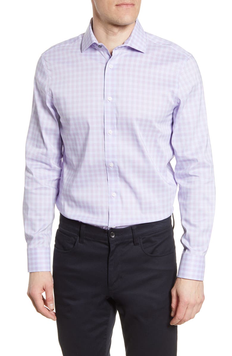 Psycho Bunny Slim Fit Stretch Non-Iron Plaid Dress Shirt, Main, color, 