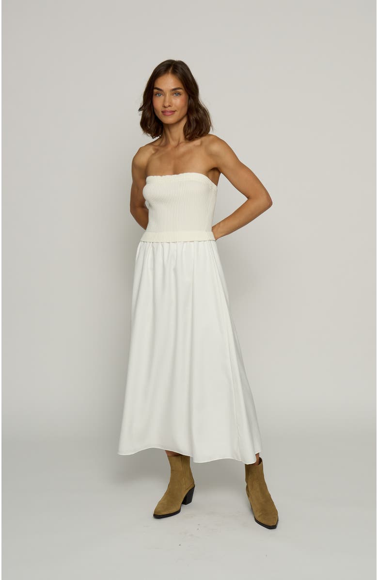 Central Park West Tube Dress With Wovenkirt, Alternate, color, Ivory