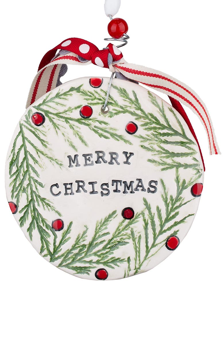 Glory Haus Merry Christmas Holly Flat Ornament, Main, color,