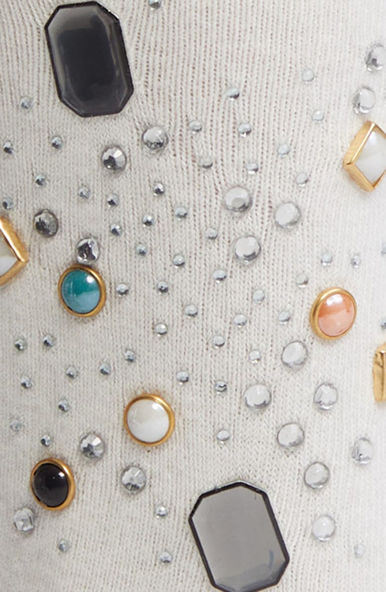 HIGH HEEL JUNGLE Gemstone Stretch Cotton Crew Socks, Alternate, color, White