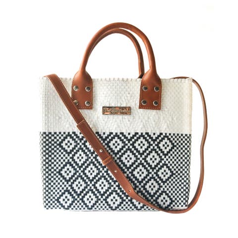 White Large Woven Crossbody Bag