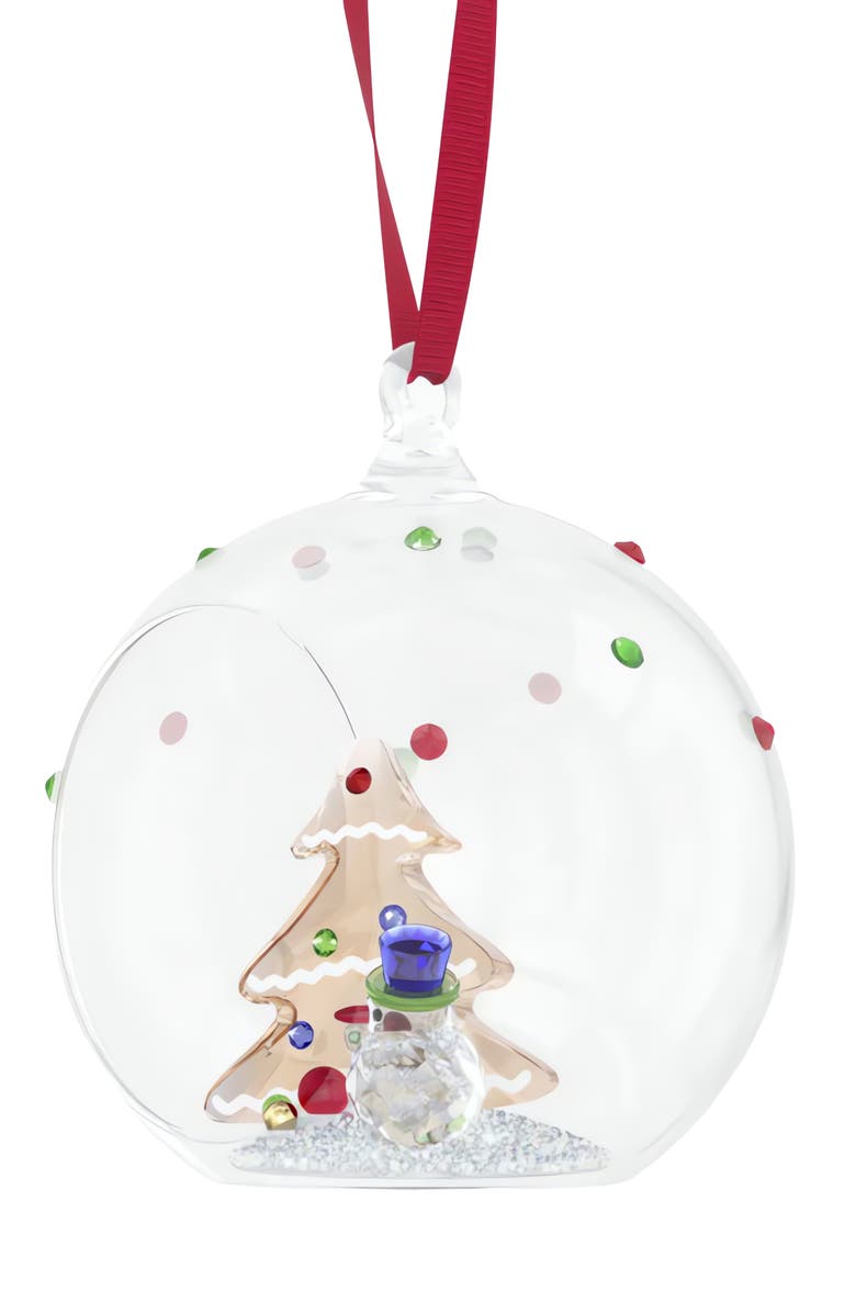 Swarovski Holiday Cheers Tree & Snowman Glass Ornament, Alternate, color, Gold