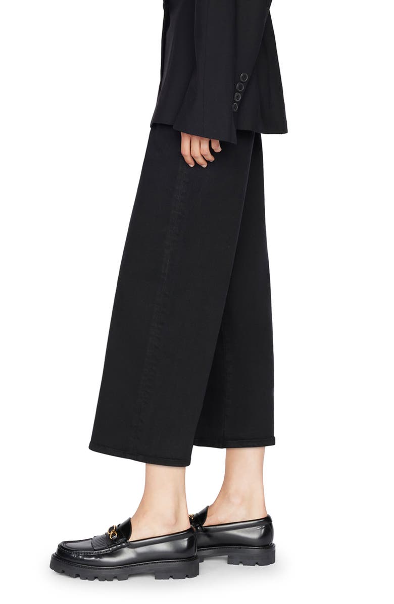 FRAME Jet Set Crop Wide Leg Pull-On Jeans, Alternate, color, Sheen Noir