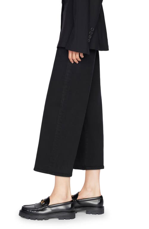 Frame Cotton Blend Jet Set Wide Leg Cropped Jeans In Sheen Noir In Multi